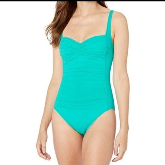 La‎ Blanca One Piece Seafoam Teal Swimsuit Sexy 6 - Picture 1 of 5